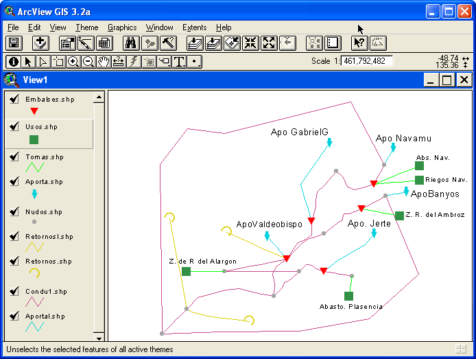 sistema de recursos hidricos em ArcView